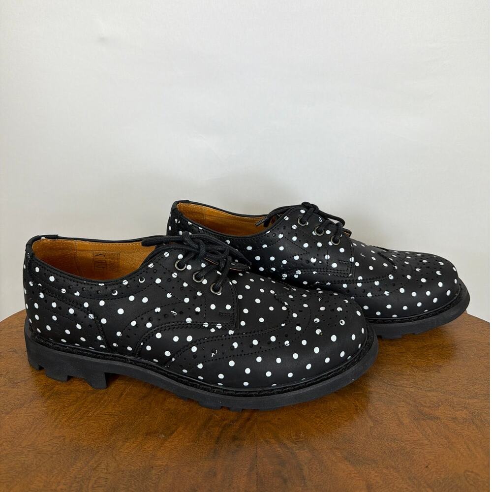 NIB John Fluevog Michael Black White Polka Dot Wingtip Oxford Shoes Box 10.5 - Picture 3 of 8